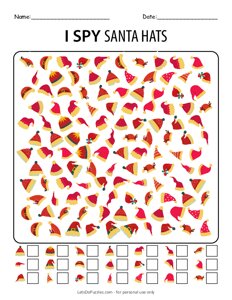 I Spy Christmas Santa Hats
