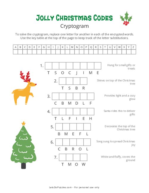 Jolly Christmas Codes Cryptogram
