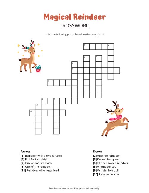 Magical Reindeer Crossword