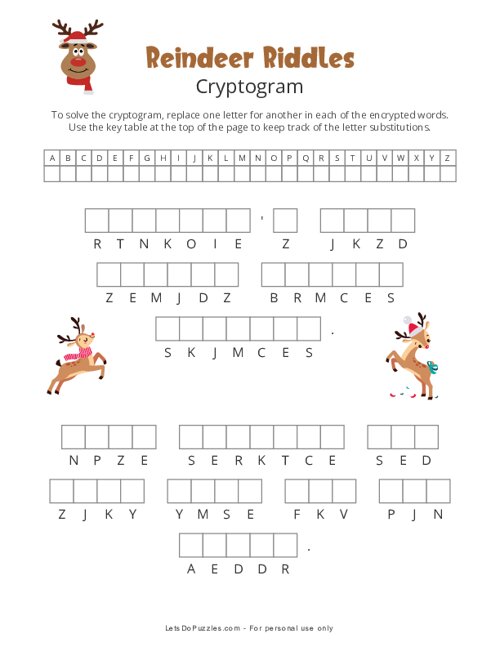 Reindeer Riddles Cryptogram