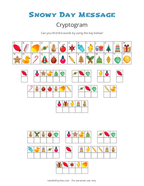 Snowy Day Message Cryptogram