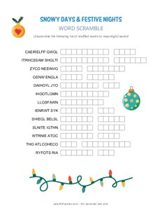 Snowy Days & Festive Nights Word Scramble
