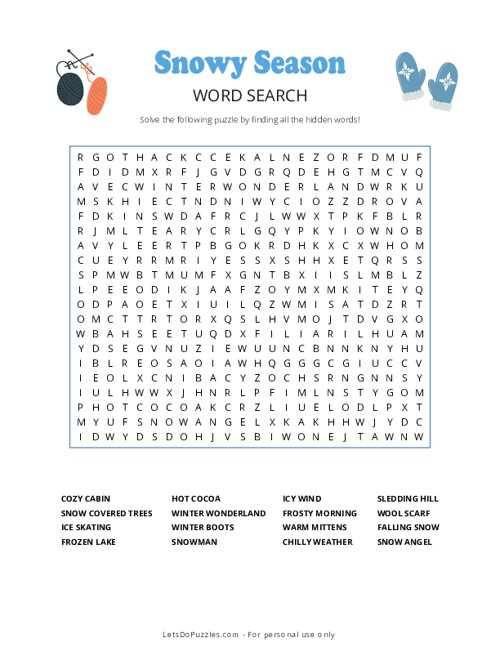 Snowy Season Word Search