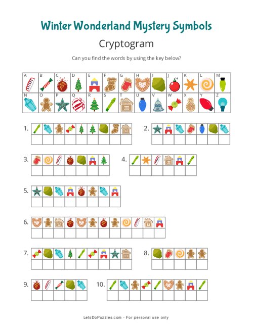Winter Wonderland Mystery Symbols Cryptogram