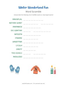 Winter Wonderland Fun Word Scramble
