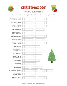 Christmas Joy Word Scramble