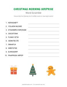 Christmas Morning Surprise Word Scramble