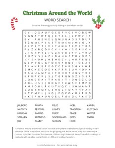 Christmas Around the World Word Search