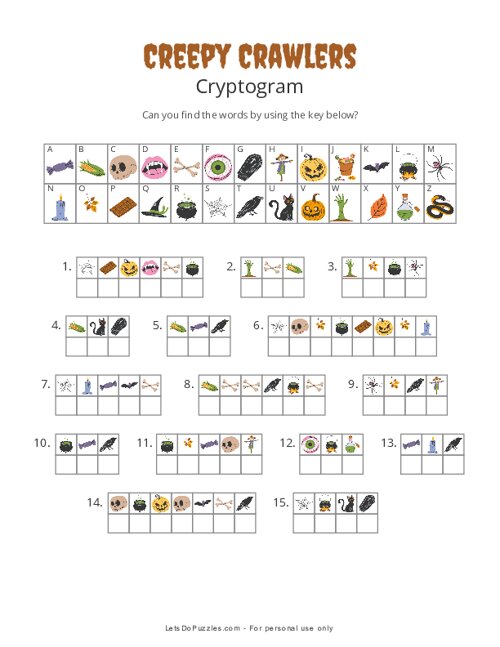 Creepy Crawlers Picture Cryptogram