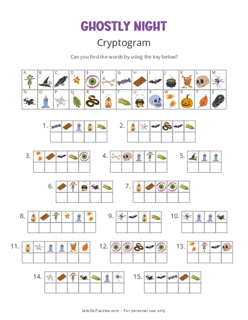 Ghostly Night Picture Cryptogram