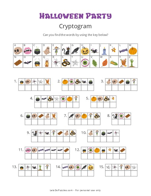 Halloween Party Picture Cryptogram
