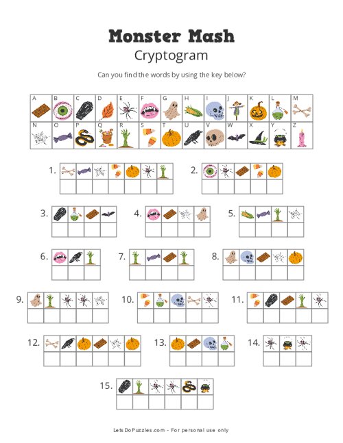 Monster Mash Picture Cryptogram