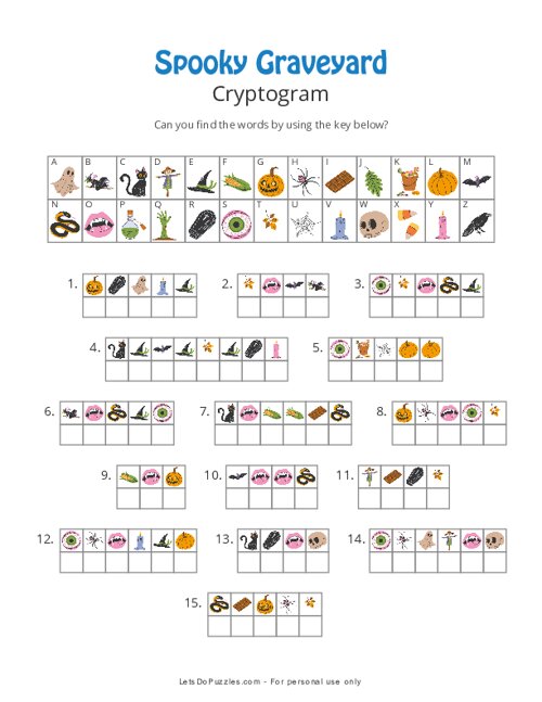 Spooky Graveyard Picture Cryptogram