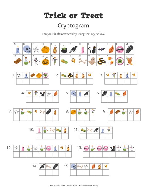 Trick or Treat Picture Cryptogram