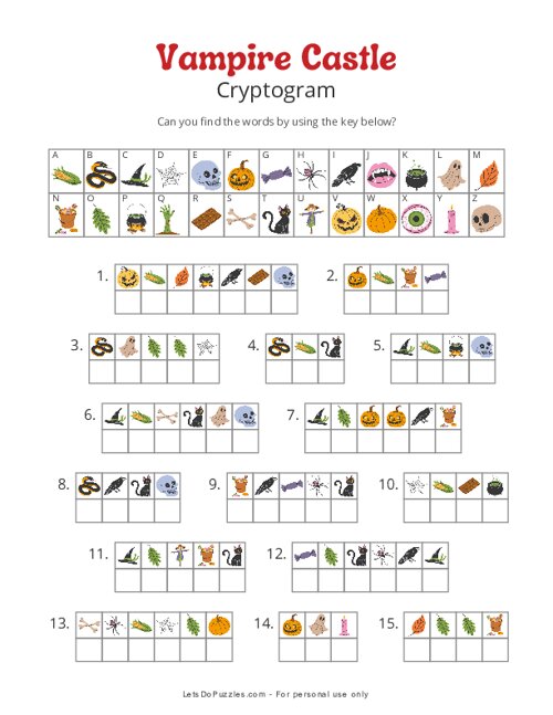 Vampire Castle Picture Cryptogram
