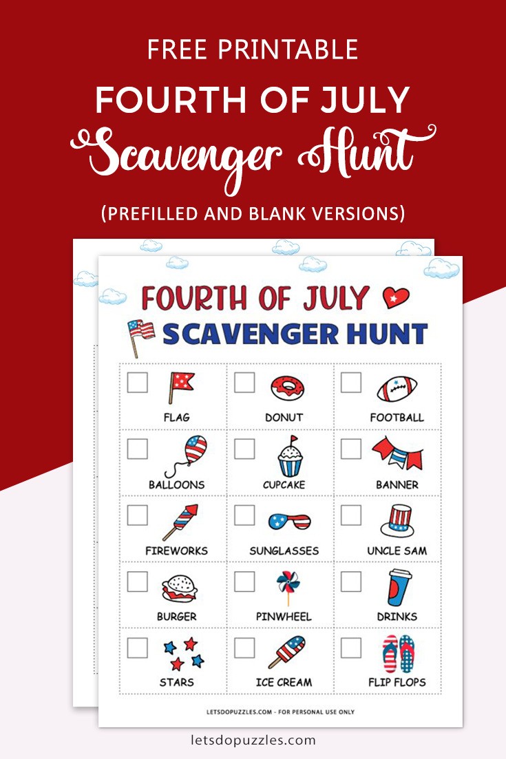 Free Printable 4th of July Scavenger Hunt for Kids