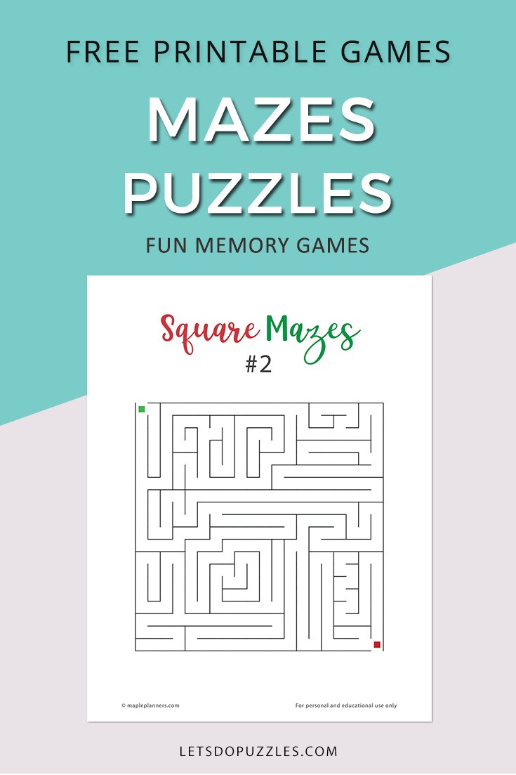 Free Printable Square Mazes for Kids