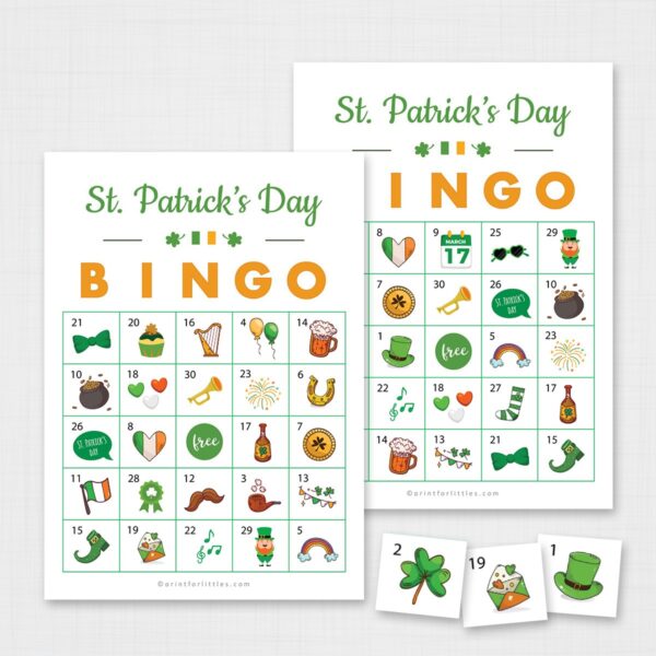 St Patrick's Day Bingo Game Cards Printable
