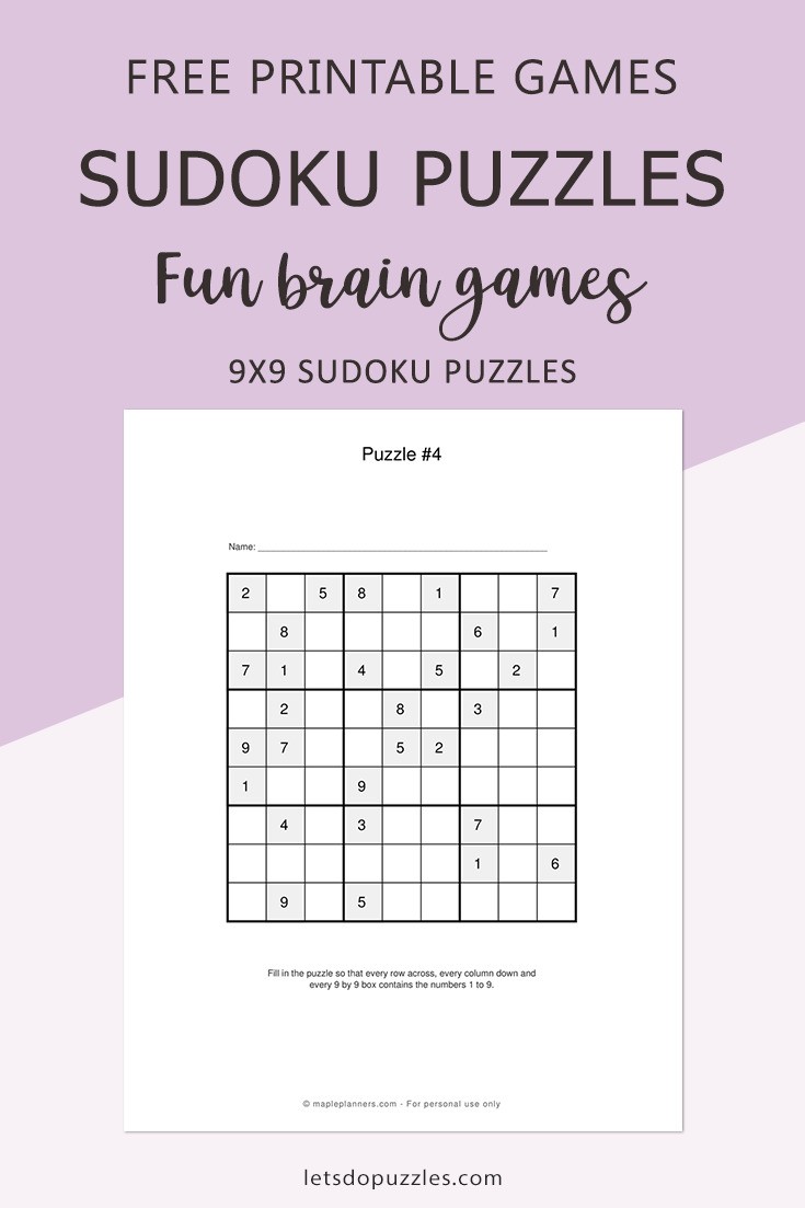 printable sudoku puzzles for kids