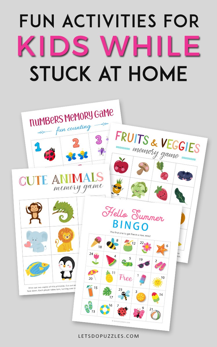 Printable Indoor Activities and Puzzles for Kids