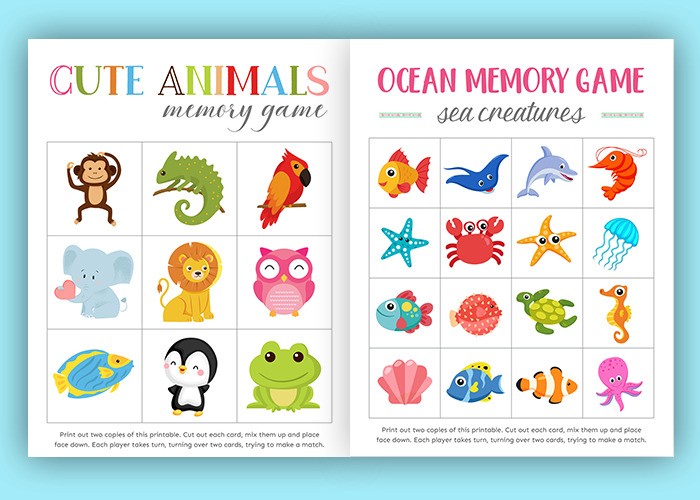 6 cute printable memory games for kids