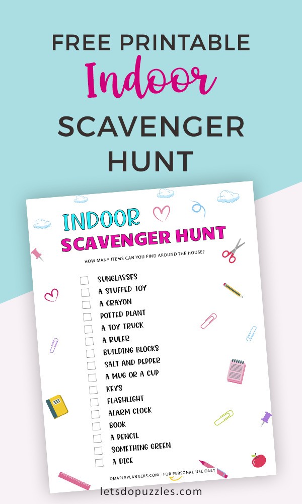 Free Printable Indoor Scavenger Hunt Games