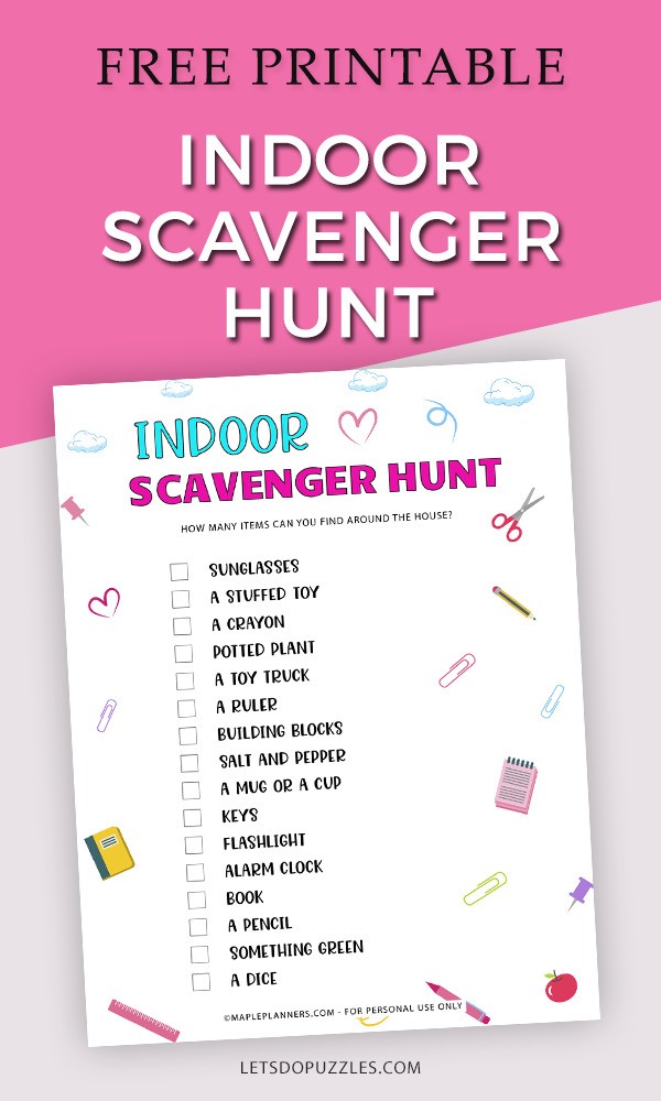 Indoor Scavenger Hunt Free Printables