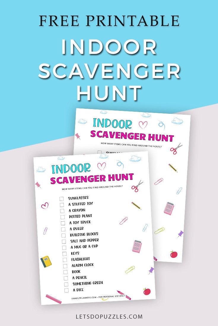 Free Printable Indoor Scavenger Hunt for Kids