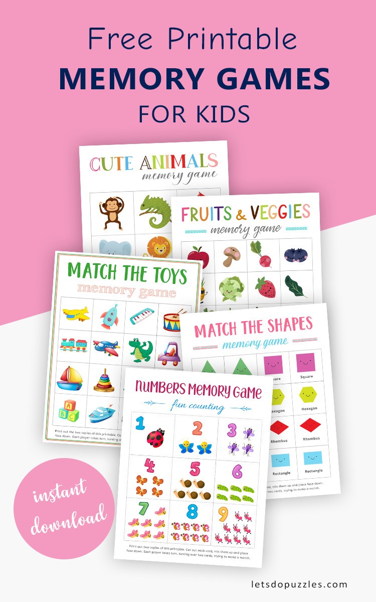 6 Cute Printable Memory Games for Kids