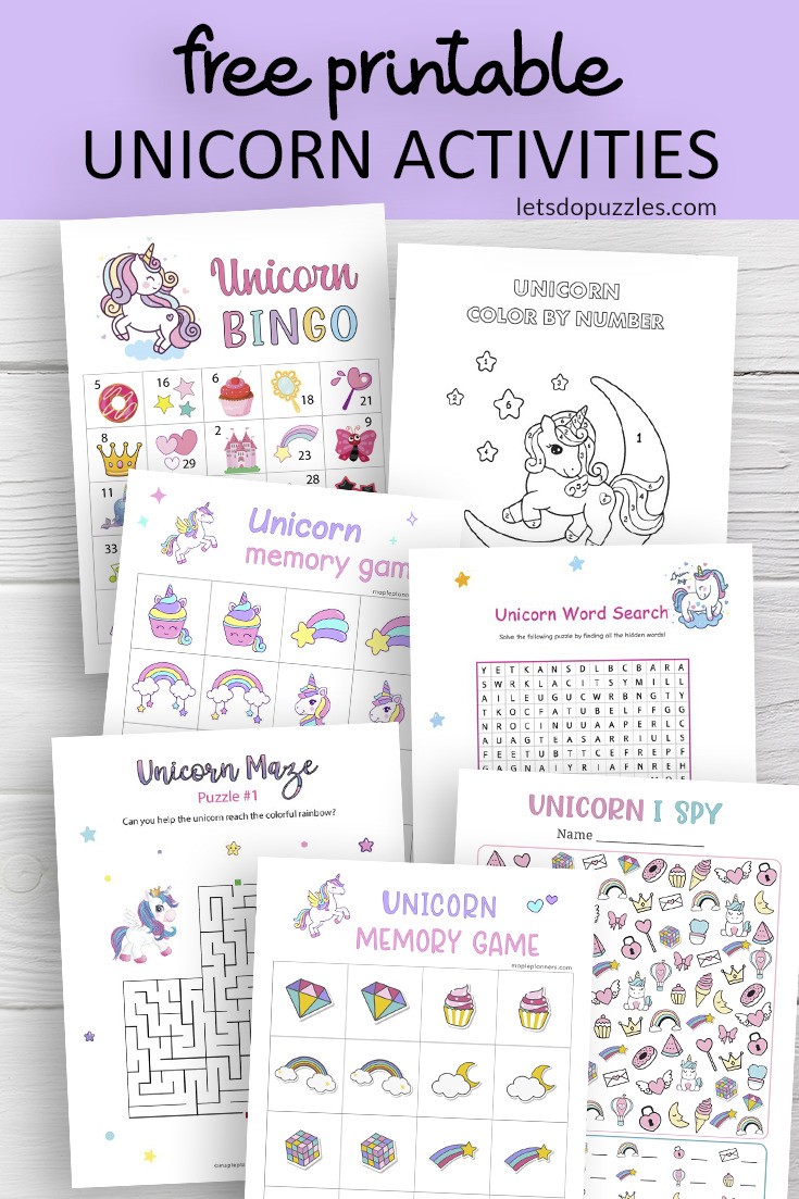 Free Printable Unicorn Activities for Unicorn Themed Birthday Party