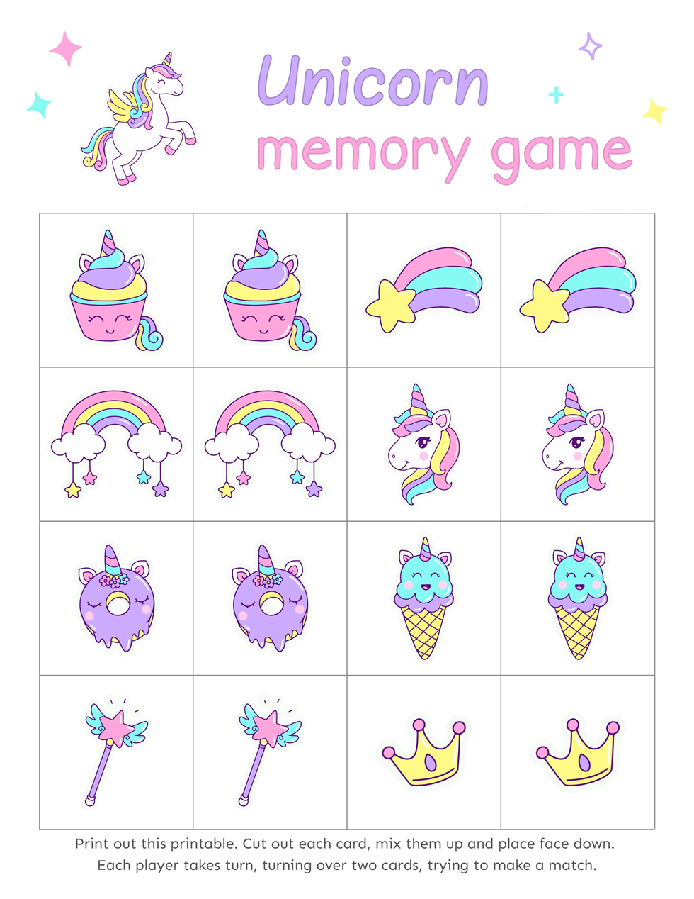 free printable unicorn activities for unicorn themed birthday party