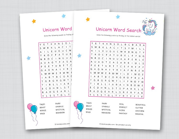Unicorn Word Searches