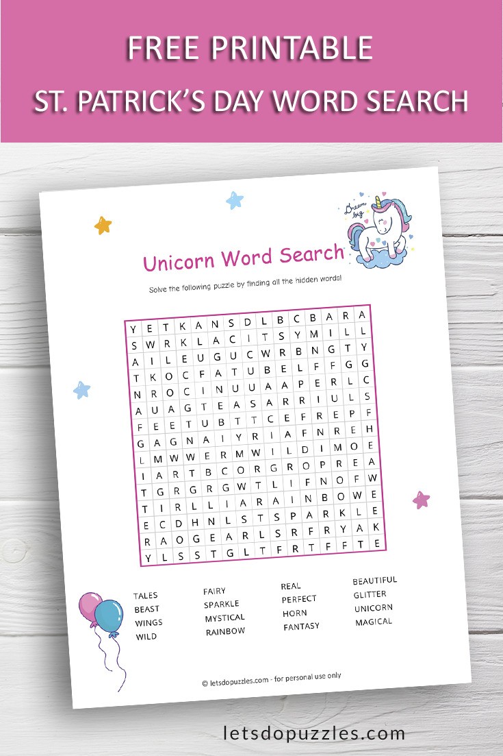 Free Printable Unicorn Word Search