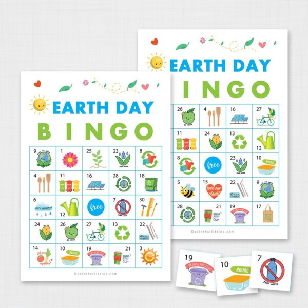 Earth Day Bingo Game Cards