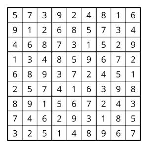9x9 sudoku puzzle solved