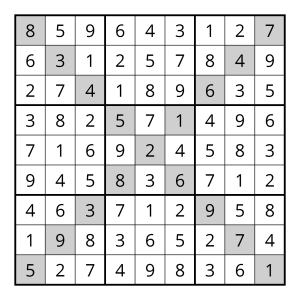 sudoku x puzzle solved