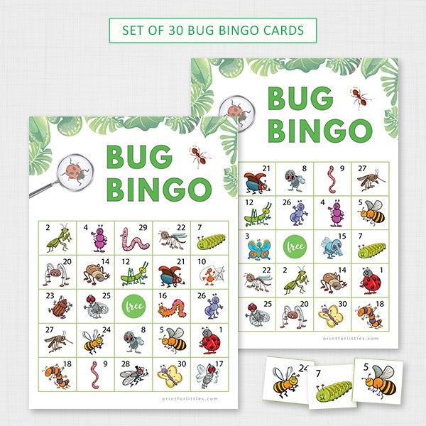 Printable Bug Bingo Cards for Kids